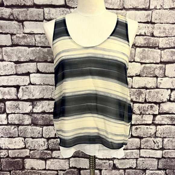 Calvin Klein Jeans NWT Navy & White Sleeveless Blouse Size M - Picture 1 of 8